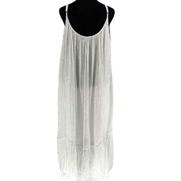 Debbie Katz Womens Tierred Pleated Sleeveless Boho Maxi Dress White Silver Size - Picture 4 of 7